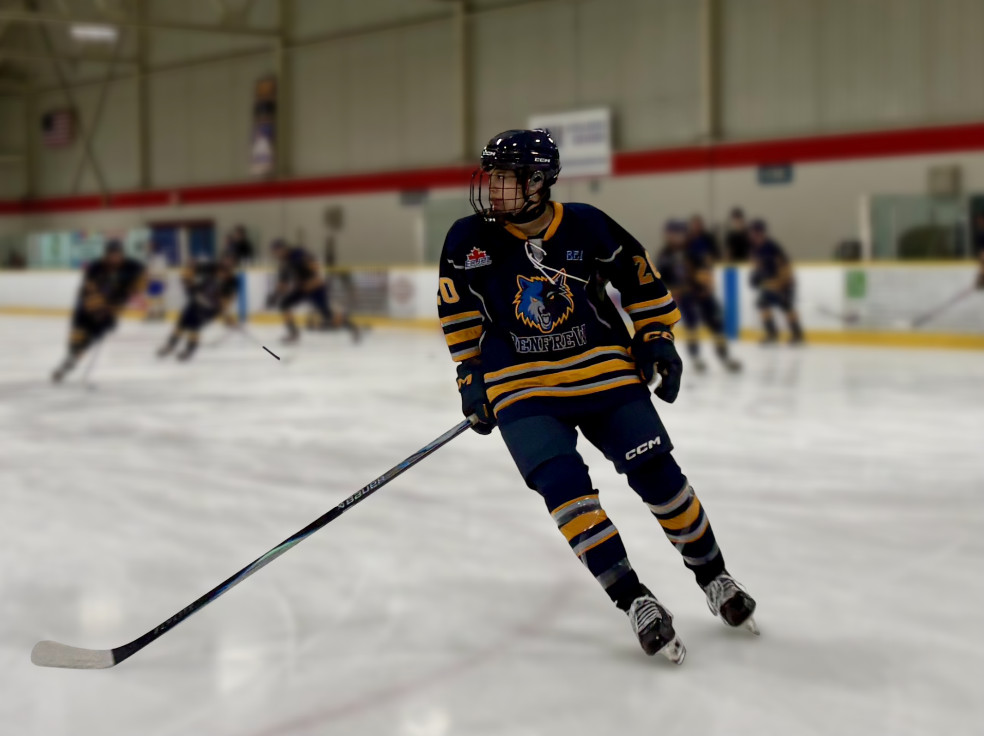 Hunter Sim in action during a game for the Renfrew Timberwolves